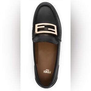 Fendi Black Leather Loafer with Gold 'FF' Buckle🖤